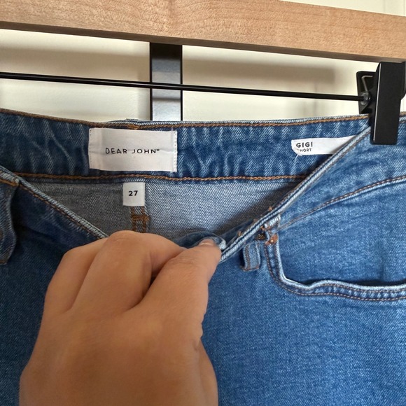 Dear John Gigi Denim Shorts Empire State Medium Blue Frayed Hem Womens Size 27 - Picture 4 of 10